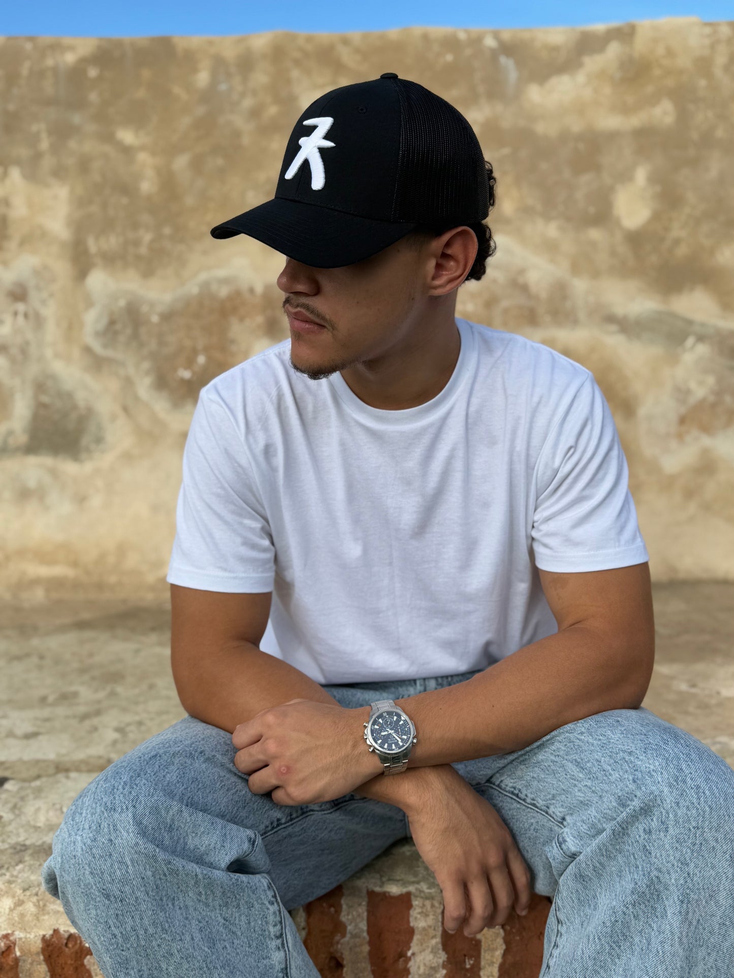 All Black and White Trucker