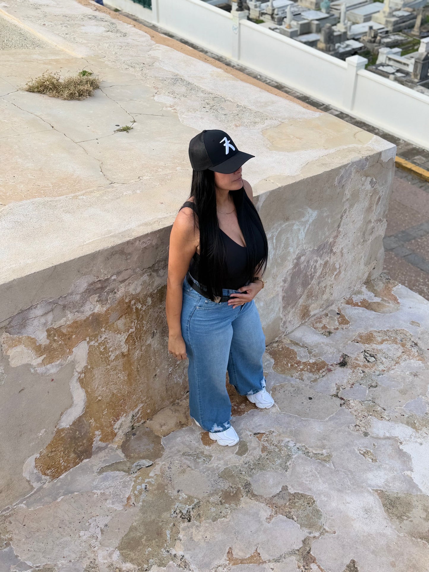 All Black and White Trucker